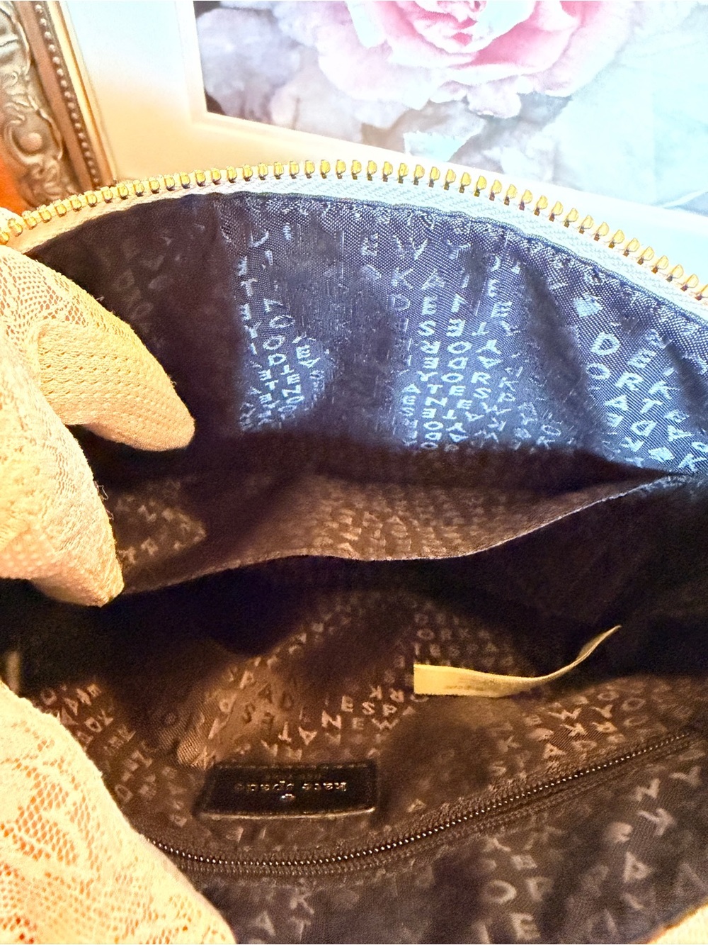 Kate Spade Grove Street Rima Leather Crossbody in Black & Cement w/Gold-Tone - Picture 12 of 16